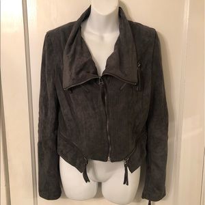Grey Suede Moto Jacket